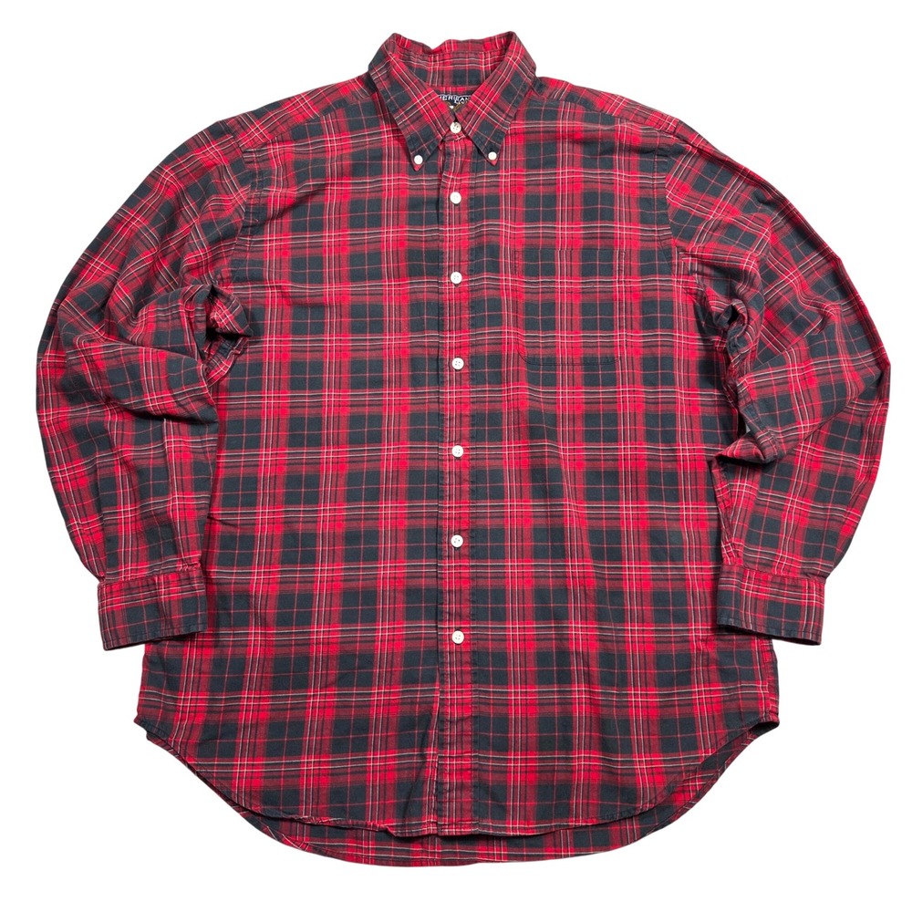 American Living Men L Red Plaid Button Down Long Sleeve Shirt Outdoors Gorp Hike